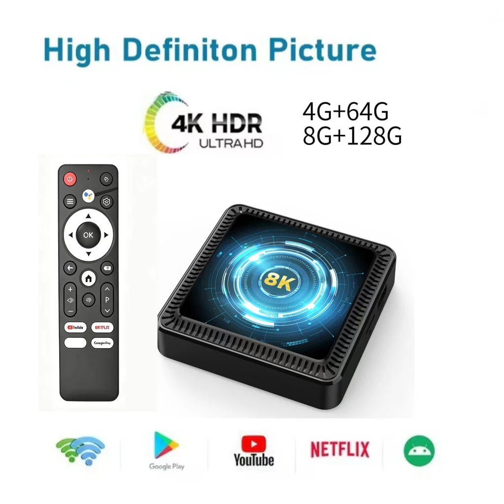 Android 16 Smart TV Box Allwinner H618 8K HDR10 Bluetooth5.4 RAM 4G 8G ROM 32G 64G 128G 256GRAM Video Remote Google Media Player
Android 16 Smart TV Box Allwinner H618 8K HDR10 Bluetooth5.4 RAM 4G 8G ROM 32G 64G 128G 256GRAM Video Remote Google Media Player