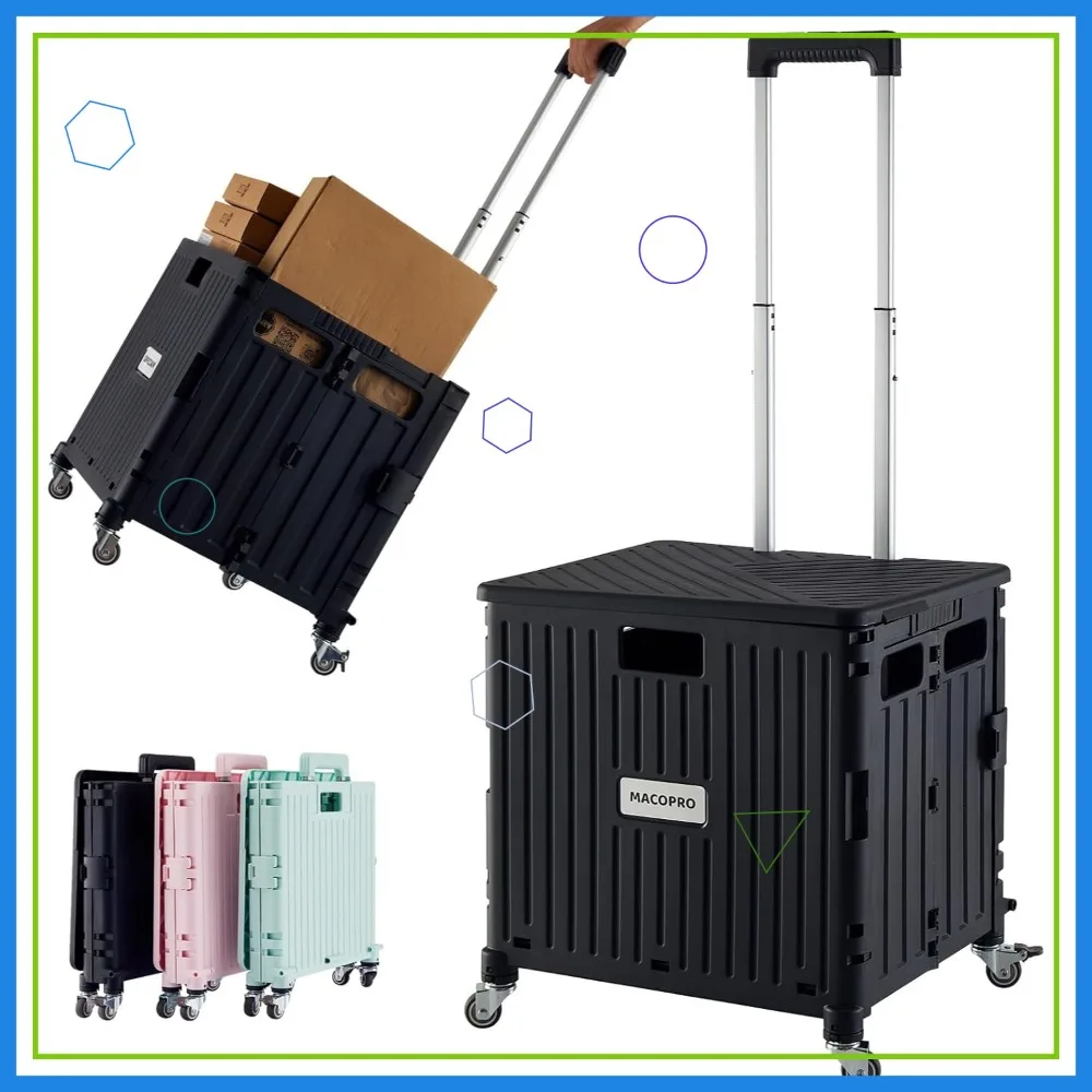 Foldable Rolling Cart with Lid & Wheels for Grocery, Office, Luggage - Portable Handcart Trolley
Foldable Rolling Cart with Lid & Wheels for Grocery, Office, Luggage - Portable Handcart Trolley