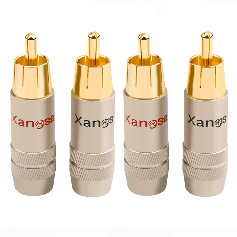 4Pcs Rca Plug Pure Copper Gold Plated Lotus DIY Welding Plug Hifi Stereo Video Signal Cable DVD Audio Connector
4Pcs Rca Plug Pure Copper Gold Plated Lotus DIY Welding Plug Hifi Stereo Video Signal Cable DVD Audio Connector