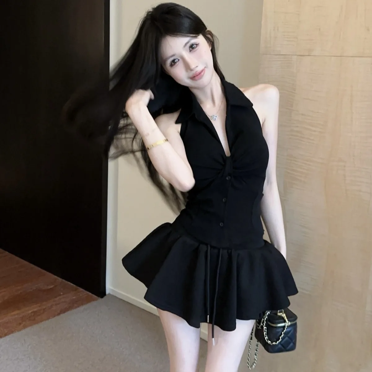 Pure Desire Knot V-ne Svel irt Ba- ort Юбка-зонтик Юбка Женский модный комплект Летняя новинка Sle
Pure Desire Knot V-ne Svel irt Ba- ort Юбка-зонтик Юбка Женский модный комплект Летняя новинка Sle