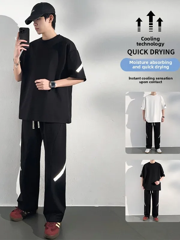 2025 Summer Men's Sport Casual Thin Ice Silk Set Faionable Loose f Sve T-irt Men's Wear Polyester Fiber ort Sv...
2025 Summer Men's Sport Casual Thin Ice Silk Set Faionable Loose f Sve T-irt Men's Wear Polyester Fiber ort Sv...