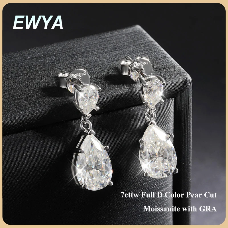 EWYA Pear Cut Mossanite Gemstone Drop Earrings 7*11MM for Women Lab Grown Emerald Pink Padparadscha Wedding Party Stud Earring
EWYA Pear Cut Mossanite Gemstone Drop Earrings 7*11MM for Women Lab Grown Emerald Pink Padparadscha Wedding Party Stud Earring