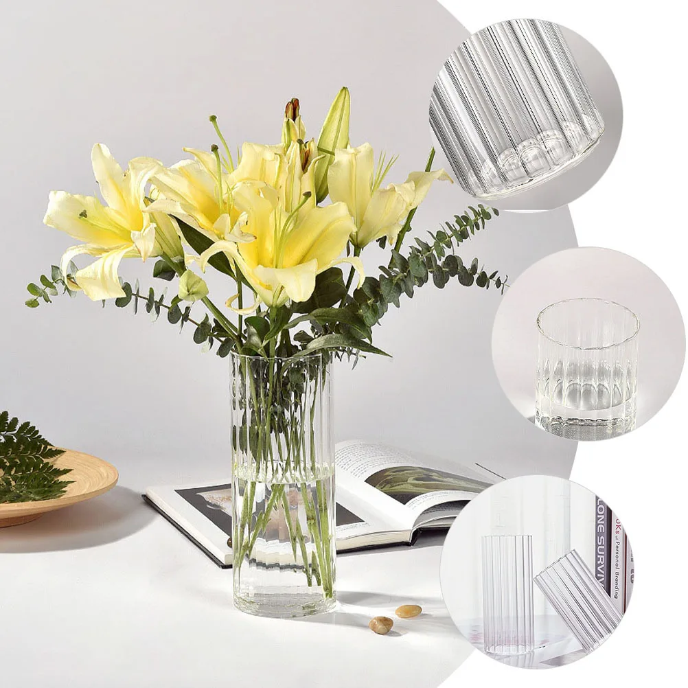 2Pcs Glass Flower Vase Clear Striped Decorative Flower Container Modern Floral Display Vase for Home Garden Office
2Pcs Glass Flower Vase Clear Striped Decorative Flower Container Modern Floral Display Vase for Home Garden Office