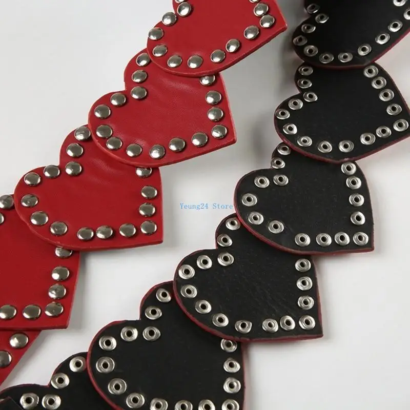 P8DB Retro Fashion Elastic Waistband Decorated with Rivets, Comfortable Wearing Thick Edged Heart-Shaped PU Leather Belt
P8DB Retro Fashion Elastic Waistband Decorated with Rivets, Comfortable Wearing Thick Edged Heart-Shaped PU Leather Belt