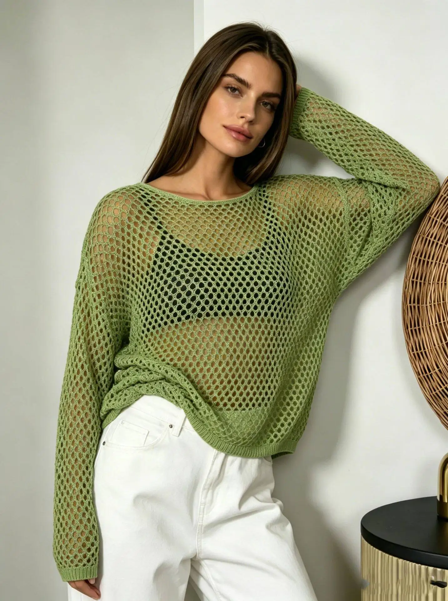 Soft Knitted Long Sleeve Hollow out Hood Women's Top Loose Fit Comfortable Breathable Polyester Fiber round Neck Pullover
Soft Knitted Long Sleeve Hollow out Hood Women's Top Loose Fit Comfortable Breathable Polyester Fiber round Neck Pullover