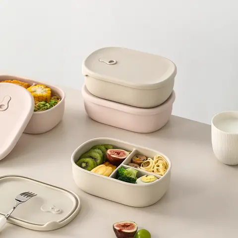 Fiambrera de silicona de 3 rejillas de 900ml con tapa, fiambrera de frutas para microondas, refrigerador, caja de mantenimiento fresco, fiambrera para Picnic al aire libre