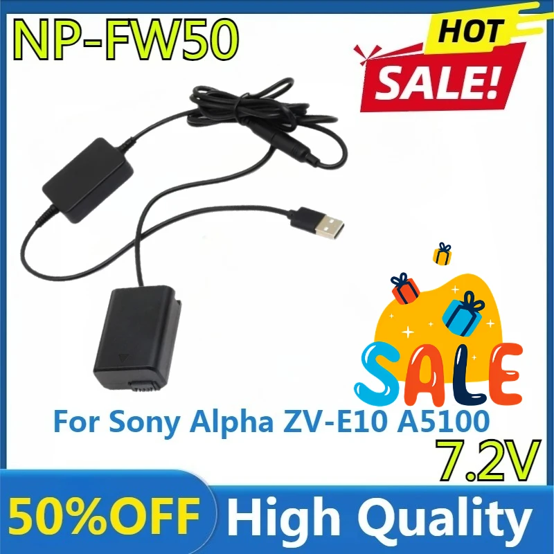 For Sony Alpha ZV-E10 A5100 A6500 A6400 A6000 A55 A7RX10 AC-PW20 NP-FW50 Dummy Battery AC Power Supply Adapter DC Coupler Kit
For Sony Alpha ZV-E10 A5100 A6500 A6400 A6000 A55 A7RX10 AC-PW20 NP-FW50 Dummy Battery AC Power Supply Adapter DC Coupler Kit