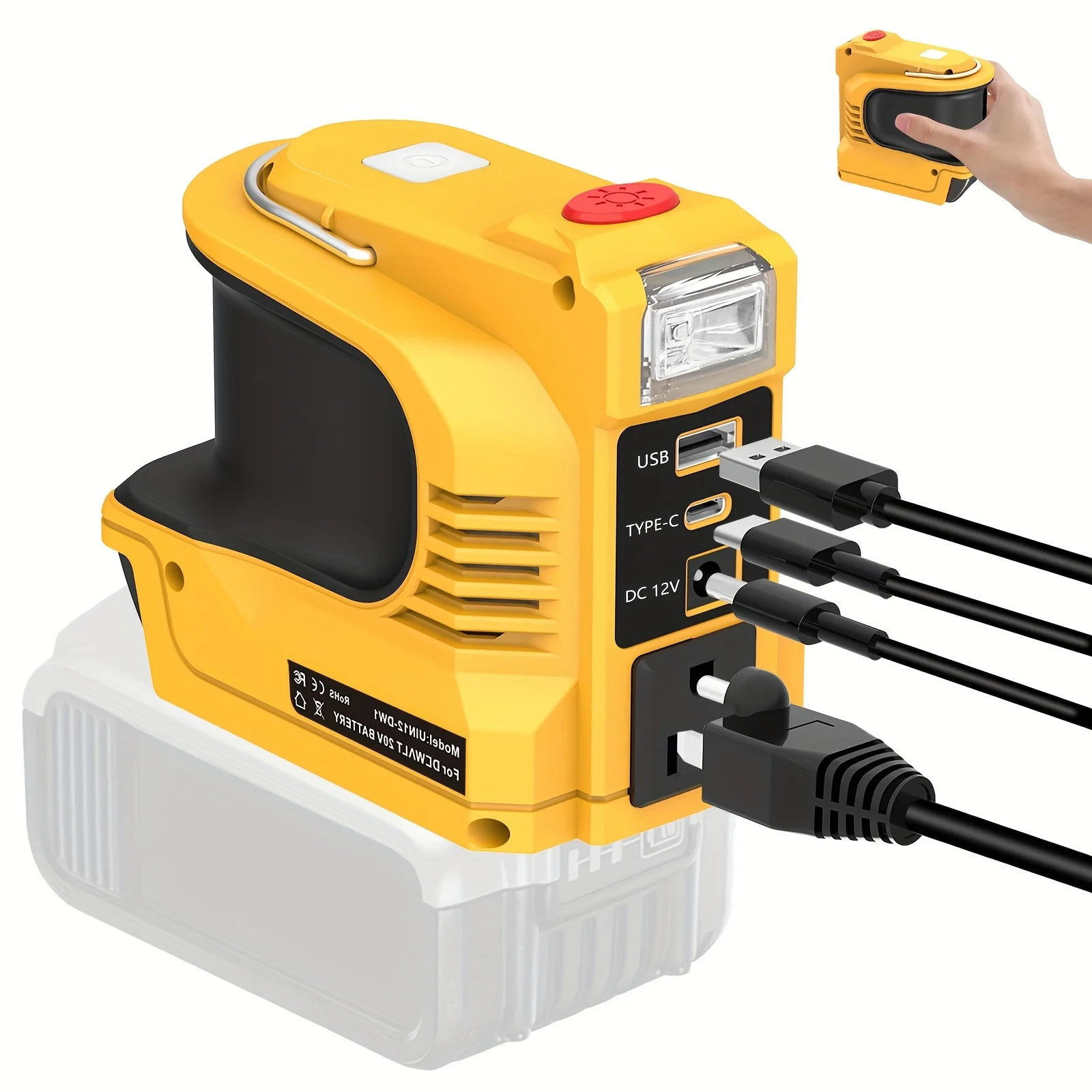 220W Power Inverter for Dewalt 20V Battery, DC 20V to AC 110-120V Battery Inverter, Portable Power Station Generator, Charger Adapter Battery Powered Outlet with USB Port and Type C and AC Outlet
220W Power Inverter for Dewalt 20V Battery, DC 20V to AC 110-120V Battery Inverter, Portable Power Station Generator, Charger Adapter Battery Powered Outlet with USB Port and Type C and AC Outlet
