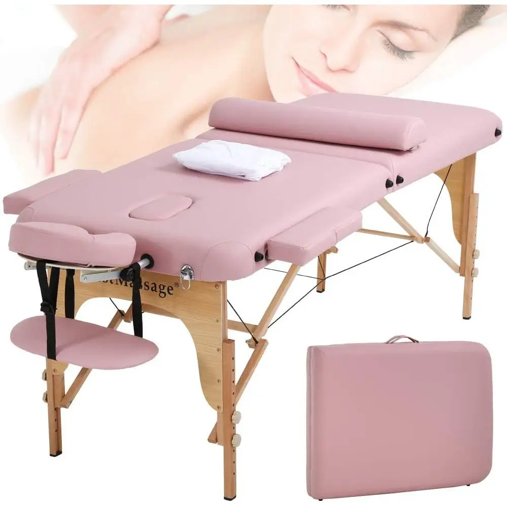 Portable 73 Height-Adjustable Massage Table with Wooden Legs, Bolster, Sheets, and Carry Case, Holds up to 450lbs, Pink
Portable 73 Height-Adjustable Massage Table with Wooden Legs, Bolster, Sheets, and Carry Case, Holds up to 450lbs, Pink