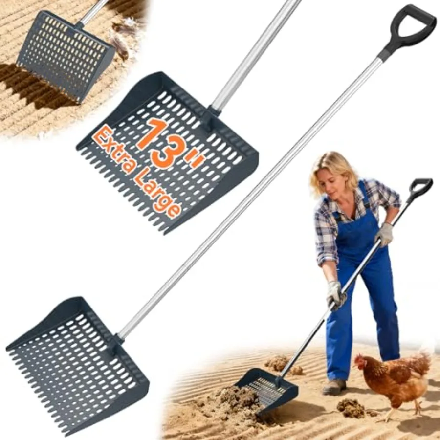 Chicken Poop Scooper and Rake 2-in-1 Chicken Coop Accessories with 13in Wider PP Head and Adjustable Stainless Steel Handle 33'
Chicken Poop Scooper and Rake 2-in-1 Chicken Coop Accessories with 13in Wider PP Head and Adjustable Stainless Steel Handle 33'
