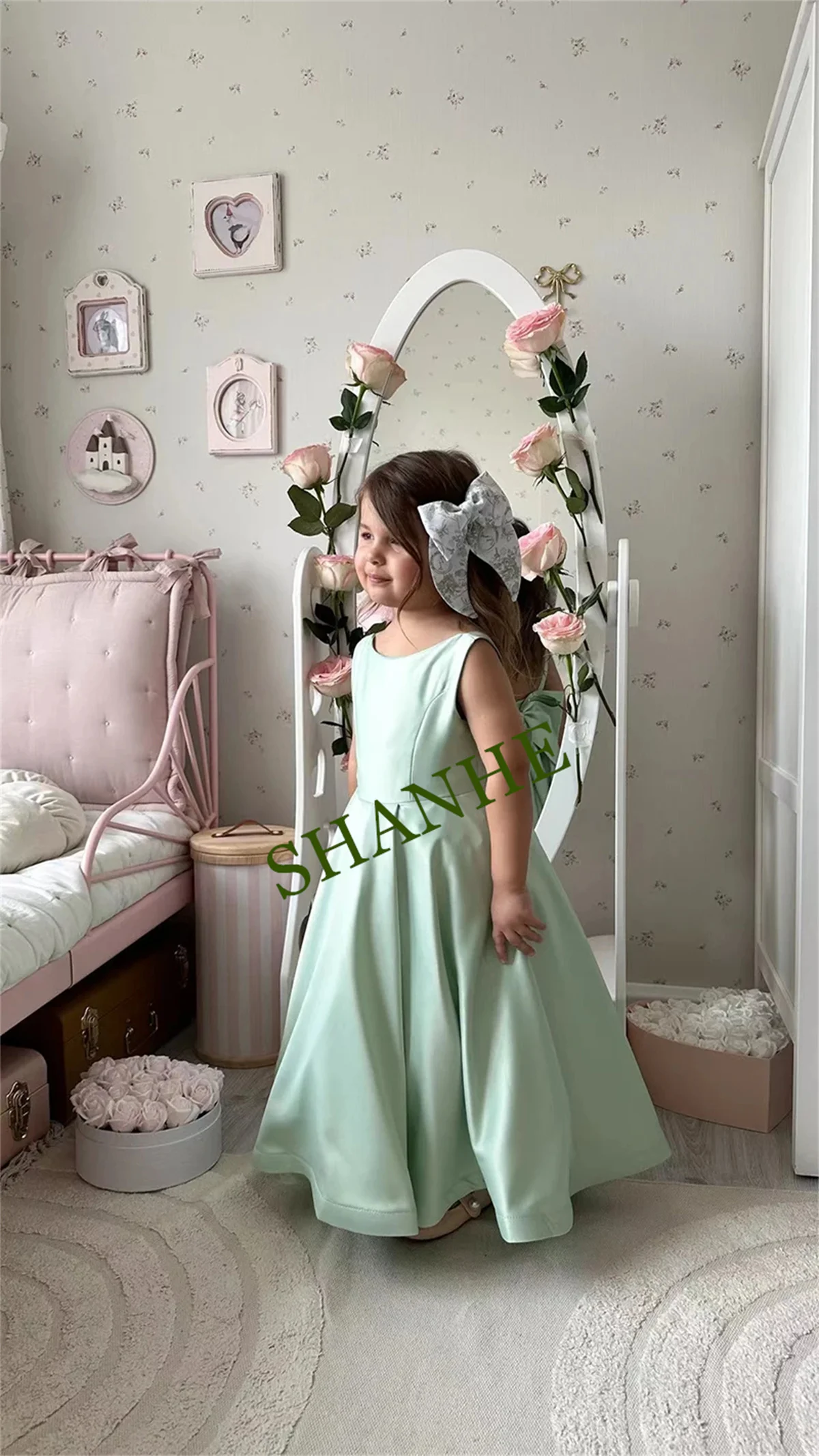 CuteFlower Girl Dress For Wedding Green Satin Sleeveless With Bow Kids Princess Child First Eucharistic Birthday Party Dresses
CuteFlower Girl Dress For Wedding Green Satin Sleeveless With Bow Kids Princess Child First Eucharistic Birthday Party Dresses