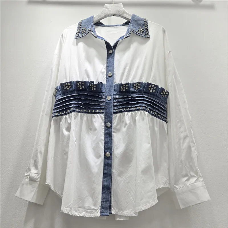 SuperAen European and American Style Spring Patchwork Design Edible Tree Fungus Flower Lace Beaded Long-sleeved Women's Shirts
SuperAen European and American Style Spring Patchwork Design Edible Tree Fungus Flower Lace Beaded Long-sleeved Women's Shirts