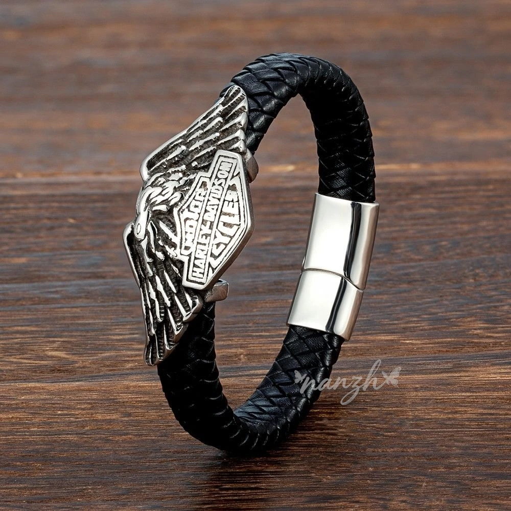 Titanium Steel Leather Rope Bracelet Retro Unique Wristband Stainless For Harley Davidson Pan America ADV 1250 PA1250 shield
Titanium Steel Leather Rope Bracelet Retro Unique Wristband Stainless For Harley Davidson Pan America ADV 1250 PA1250 shield