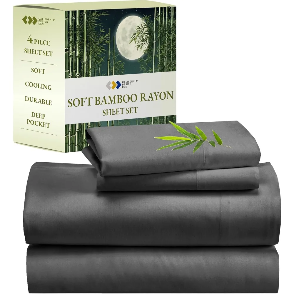California Design Den Rayon from Bamboo Luxury Silk Cooling Sheets, Queen Size, Grey Bedsheets with Snug Fitted Deep Pockets
California Design Den Rayon from Bamboo Luxury Silk Cooling Sheets, Queen Size, Grey Bedsheets with Snug Fitted Deep Pockets