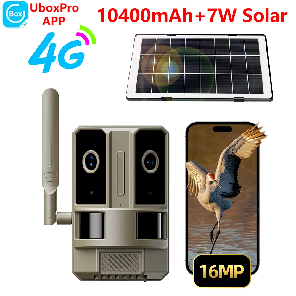 EU 4G Sim Card Dual-Lens 180° View Dual PIR 4MP Color Night Vision Battery Solar Hunting Trail Wildlife Game Camera IP66 Outdoor
EU 4G Sim Card Dual-Lens 180° View Dual PIR 4MP Color Night Vision Battery Solar Hunting Trail Wildlife Game Camera IP66 Outdoor