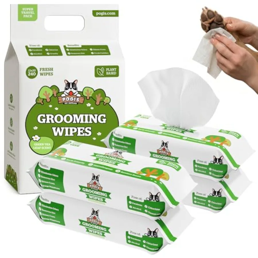Pogi's Dog Grooming Wipes Hypoallergenic Pet Wipes for Paws Body and Butt Cleaning and Hydrating Green Tea Scent 400-Count
Pogi's Dog Grooming Wipes Hypoallergenic Pet Wipes for Paws Body and Butt Cleaning and Hydrating Green Tea Scent 400-Count