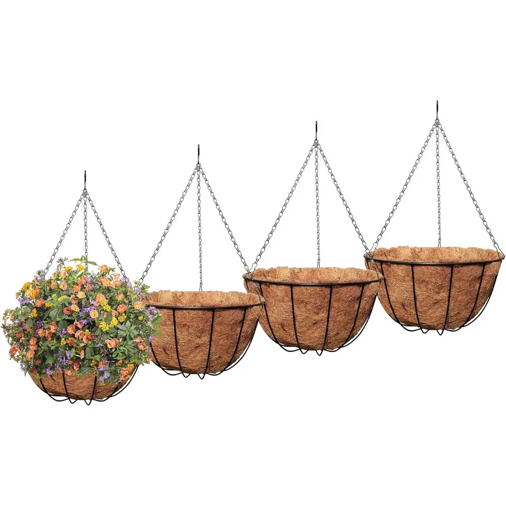 4-Pack 16 Inch Traditional Garden Hanging Baskets with C-Liner for Outdoor Balcony and Patio Planting
4-Pack 16 Inch Traditional Garden Hanging Baskets with C-Liner for Outdoor Balcony and Patio Planting