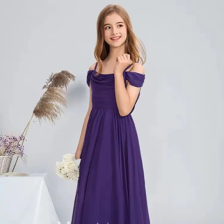 WWA Kids A-line Cold Shoulder Floor-Length Chiffon Junior Bridesmaid Dress Blue Flower Girl Dress Graduation Party Dress Guest
WWA Kids A-line Cold Shoulder Floor-Length Chiffon Junior Bridesmaid Dress Blue Flower Girl Dress Graduation Party Dress Guest