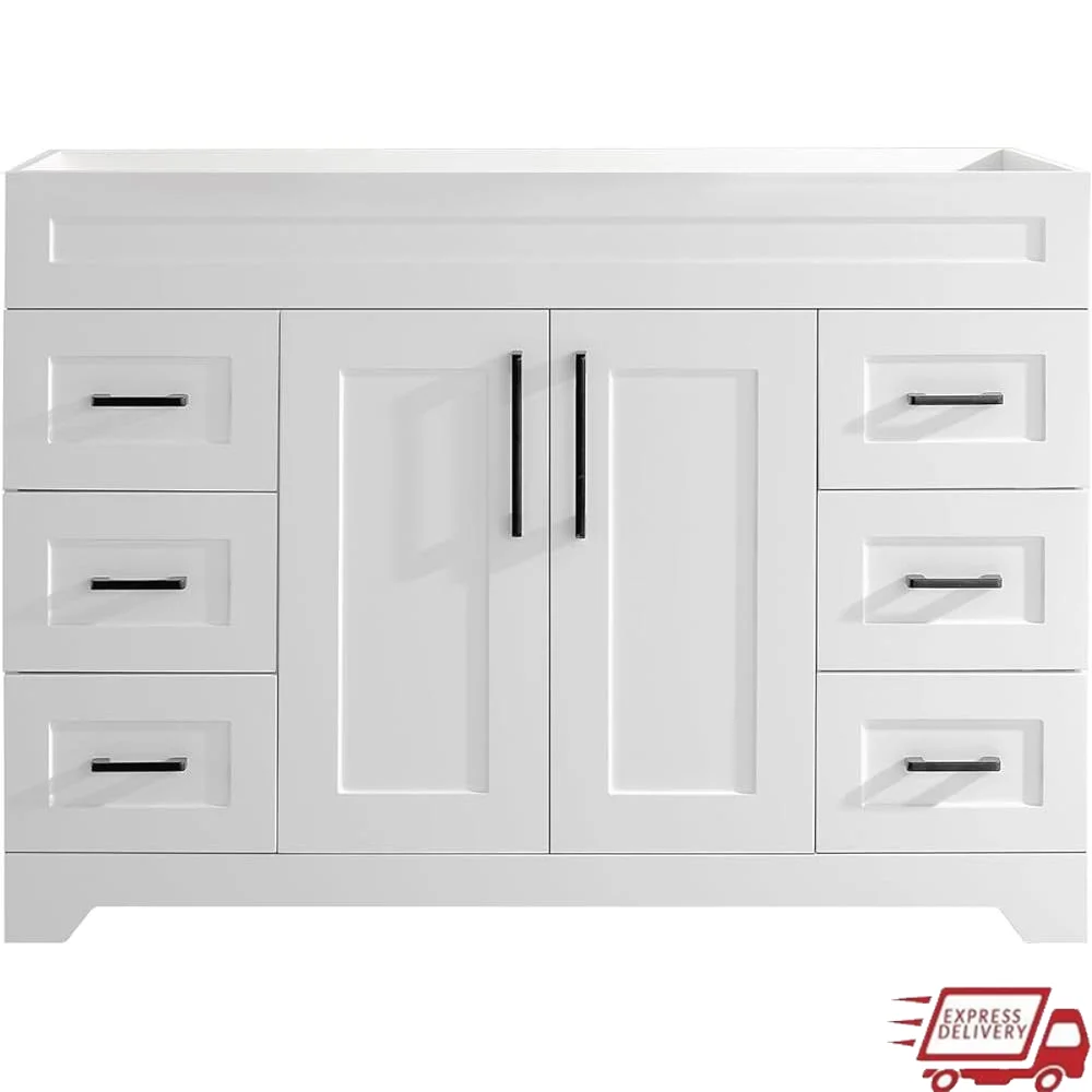 48 Inch Bathroom Vanity Cabinet with 2 Soft Closing Doors 6 Full Extension Drawers Storage Space Easy Assembly No Sink Included
48 Inch Bathroom Vanity Cabinet with 2 Soft Closing Doors 6 Full Extension Drawers Storage Space Easy Assembly No Sink Included