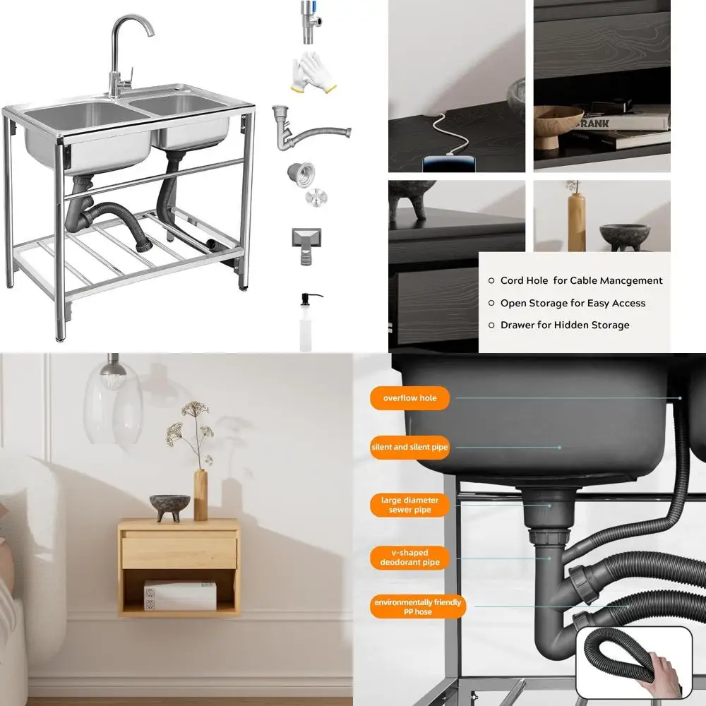 Stainless Steel Double Bowl Outdoor Utility Sink - 31.5x16.9x29.5 with Hot/Cold Faucet, Free Stand, Commercial Grade
Stainless Steel Double Bowl Outdoor Utility Sink - 31.5x16.9x29.5 with Hot/Cold Faucet, Free Stand, Commercial Grade