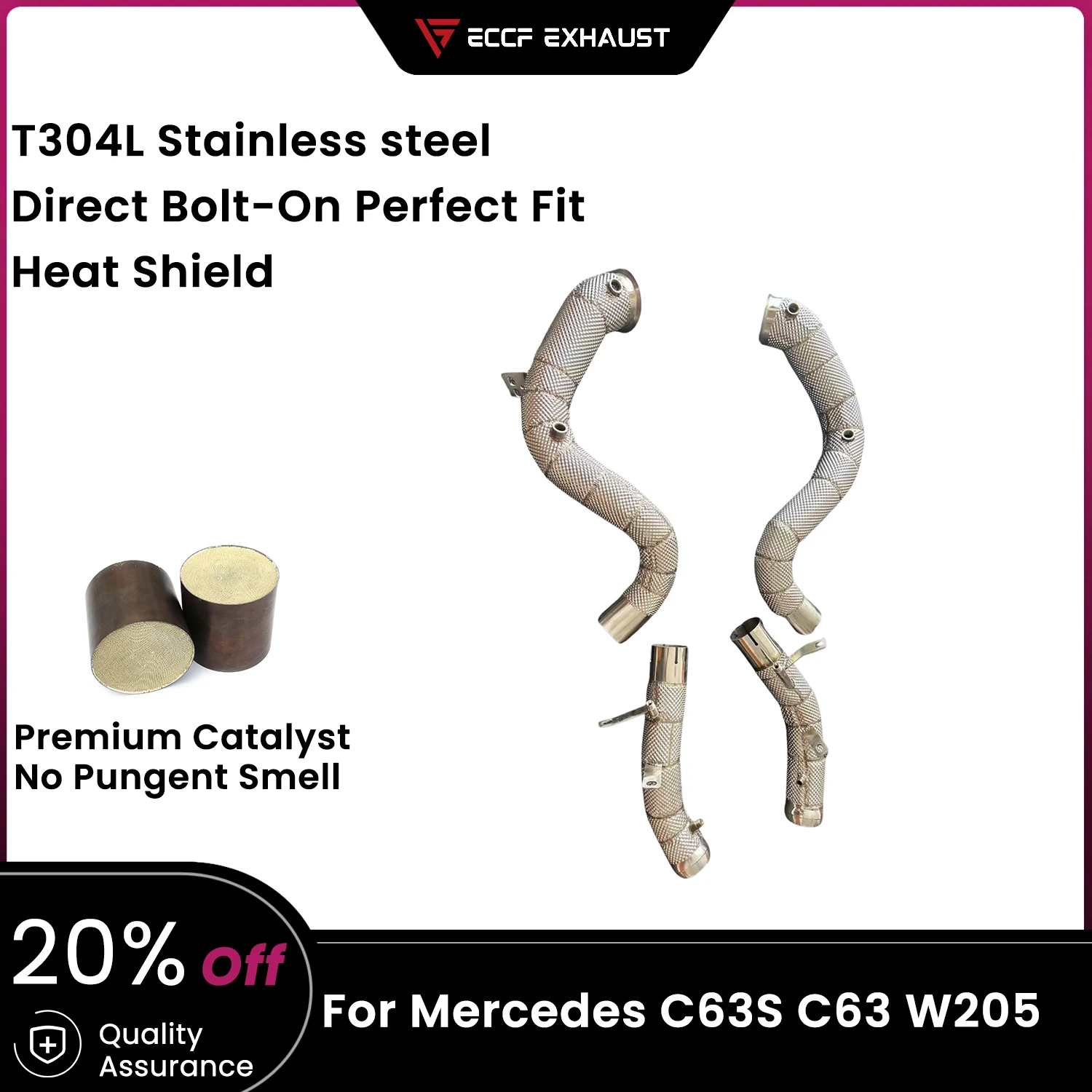 ECCF Sports Downpipe With Heat Shield For Mercedes C63S C63 W205 Aggressive Exhaust Sound High Flow Performance Upgrade
ECCF Sports Downpipe With Heat Shield For Mercedes C63S C63 W205 Aggressive Exhaust Sound High Flow Performance Upgrade