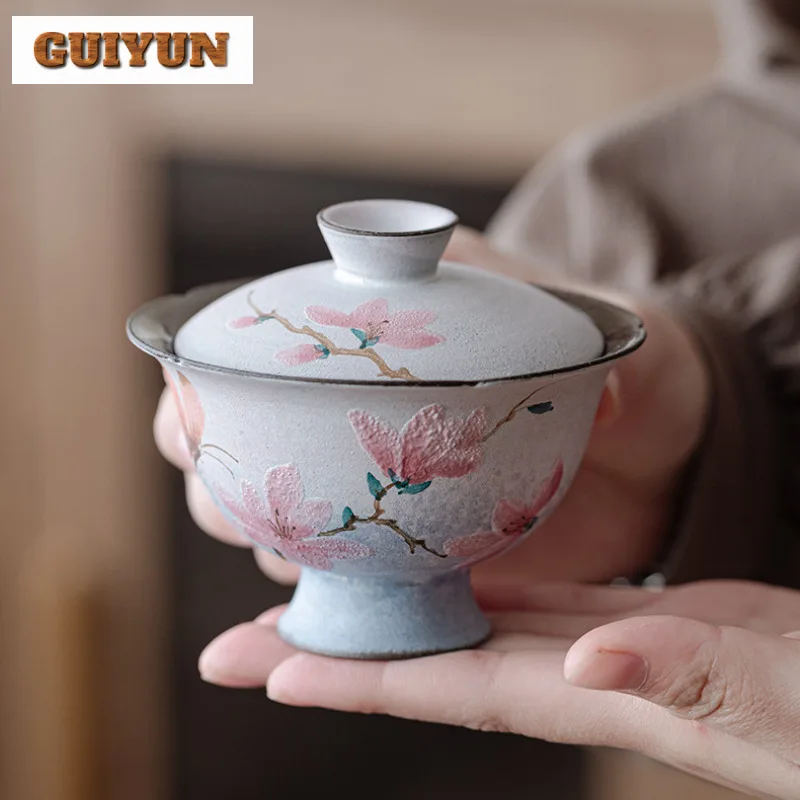 140ml Hand-painted Magnolia High Foot Gaiwan Aesthetic Tea Tureen Tea Bowl With Lid Kit Tea Maker Cover Bowl For Tea Ornaments
140ml Hand-painted Magnolia High Foot Gaiwan Aesthetic Tea Tureen Tea Bowl With Lid Kit Tea Maker Cover Bowl For Tea Ornaments