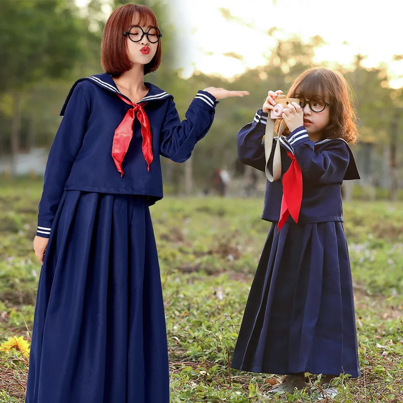 Children's New Japanese College Style Dark Blue Long Sleeved Pleated Long Skirt Set Navy Sailor Clothing Party Costumes
Children's New Japanese College Style Dark Blue Long Sleeved Pleated Long Skirt Set Navy Sailor Clothing Party Costumes