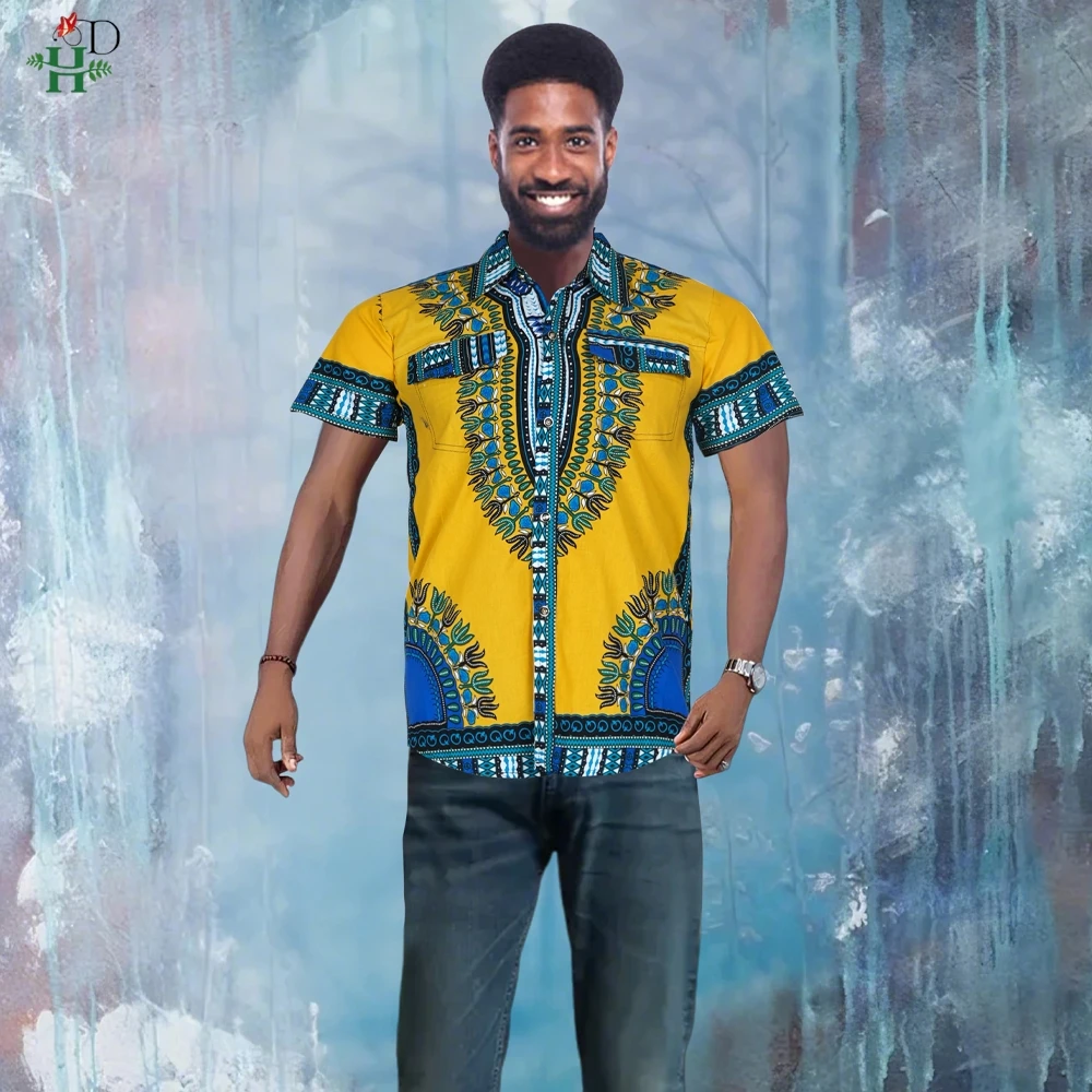 H&D Summer Men's African Traditional Printed Dashiki Shirt Design Fashion Short Sleeve Leisure Holiday Top Plus Size Clothing
H&D Summer Men's African Traditional Printed Dashiki Shirt Design Fashion Short Sleeve Leisure Holiday Top Plus Size Clothing