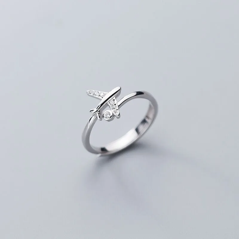 925 Sterling Silver Zircon Airplane Adjustable Finger Rings for Women Girls Korean Charming Fashion Fine Jewelry Wedding Gift
925 Sterling Silver Zircon Airplane Adjustable Finger Rings for Women Girls Korean Charming Fashion Fine Jewelry Wedding Gift