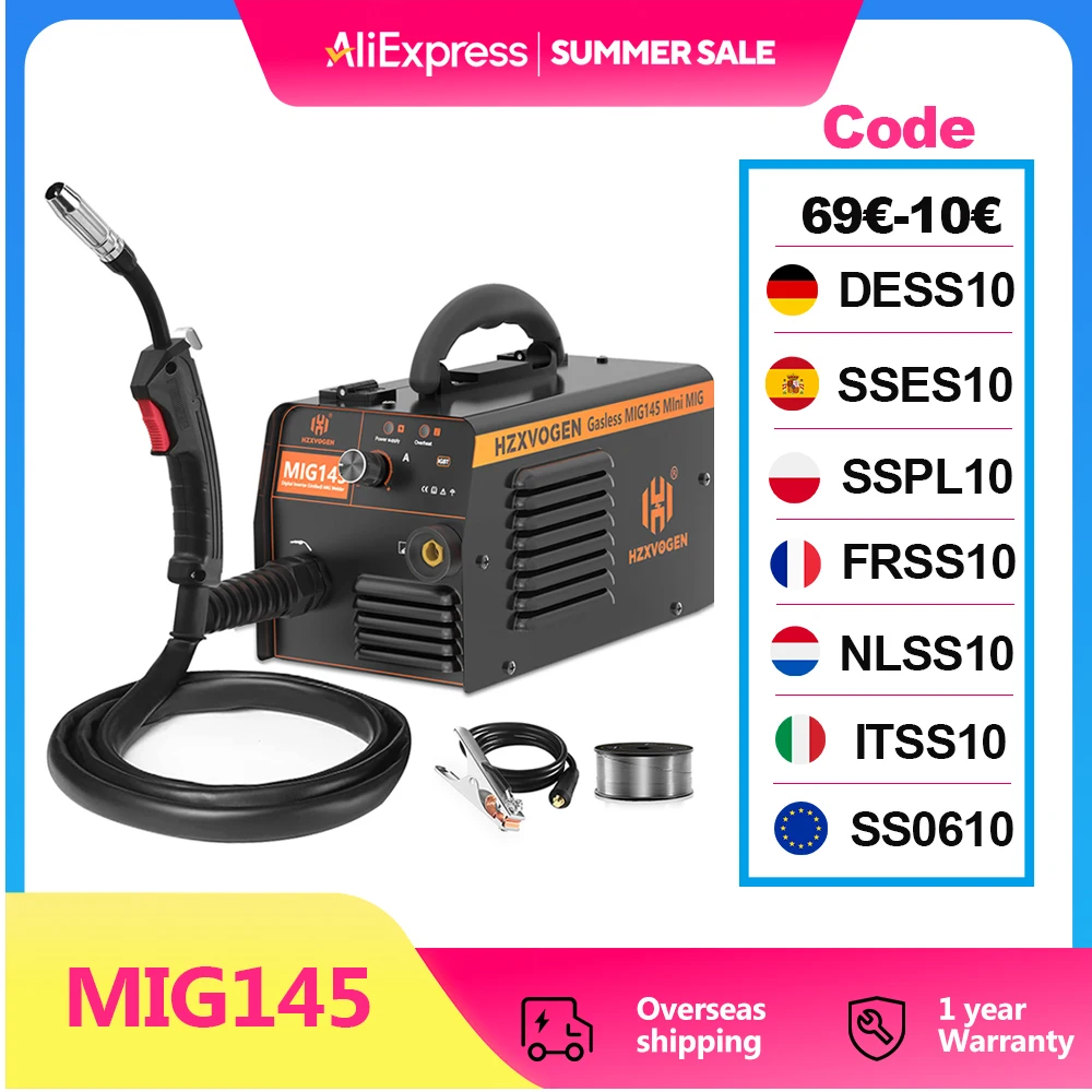 HZXVOGEN MIG145 No Gas Semi-automatic MIG Welding Machine For Gasless Iron Soldering Portable Inverter Welder Flux Cored Wire
HZXVOGEN MIG145 No Gas Semi-automatic MIG Welding Machine For Gasless Iron Soldering Portable Inverter Welder Flux Cored Wire