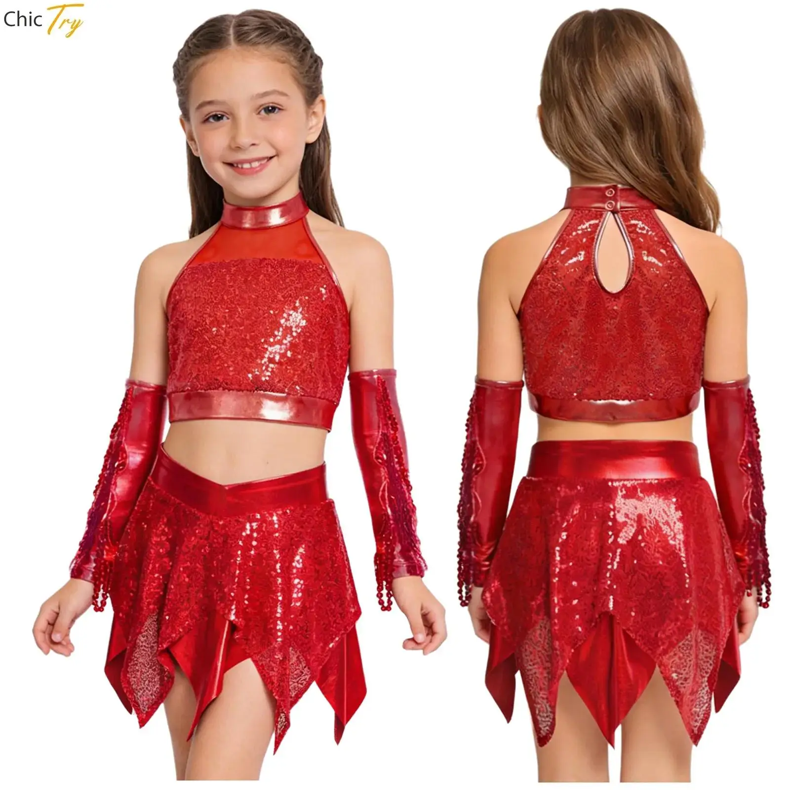 Sequin Jazz Dance Outfit Costume Shiny Metallic Crop Top with Skirts Glove Outfit Hip Hop School Basketball Cheerleading Costume
Sequin Jazz Dance Outfit Costume Shiny Metallic Crop Top with Skirts Glove Outfit Hip Hop School Basketball Cheerleading Costume