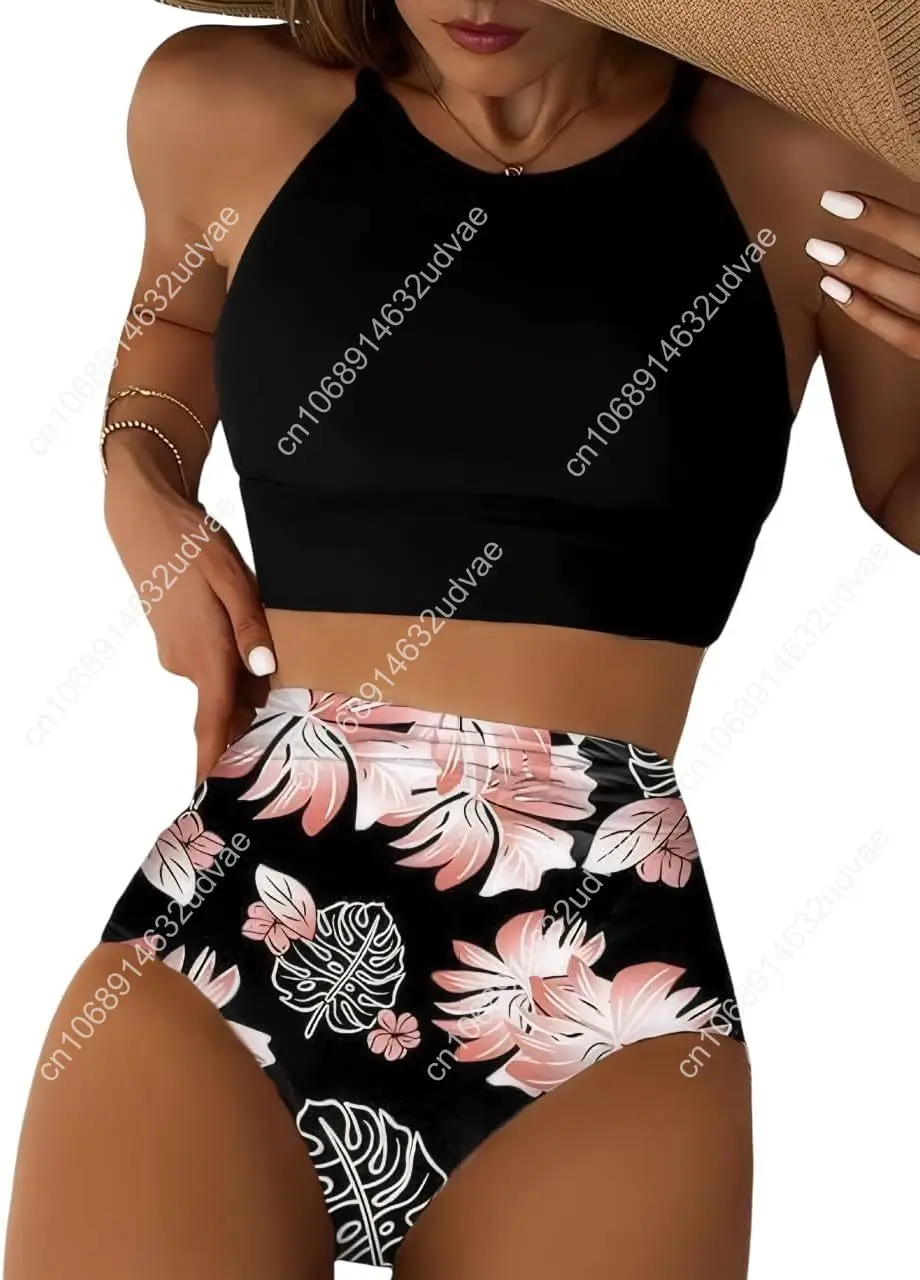 Herseas Women's Bikini Sets High Neck Tropical Leaf Print High Waisted Two Pieces Swimsuits Bathing Suits
Herseas Women's Bikini Sets High Neck Tropical Leaf Print High Waisted Two Pieces Swimsuits Bathing Suits