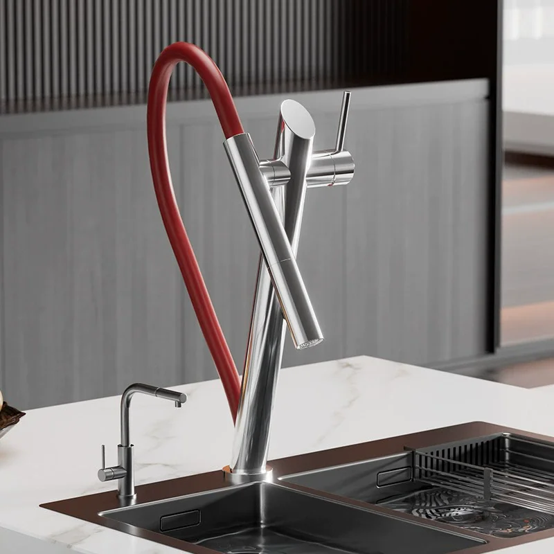 Новый кухонный смеситель, вращающийся латунный черный, функциональный излив, выдвижной смеситель для воды, кран для горячей и холодной воды, уникальный дизайн 
Новый кухонный смеситель, вращающийся латунный черный, функциональный излив, выдвижной смеситель для воды, кран для горячей и холодной воды, уникальный дизайн