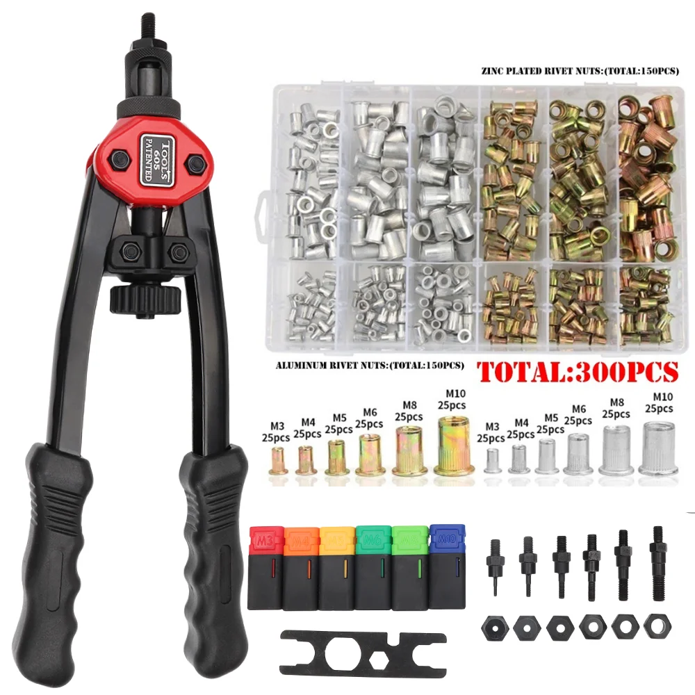 300pcs M3/M4/M5/M6/M8 Rivet Nuts Gun Flatheadscrew Pop Nut Rivet Gun Set Mandrel Kit Nut Rivet Repair Rivetgun Hand Tools
300pcs M3/M4/M5/M6/M8 Rivet Nuts Gun Flatheadscrew Pop Nut Rivet Gun Set Mandrel Kit Nut Rivet Repair Rivetgun Hand Tools