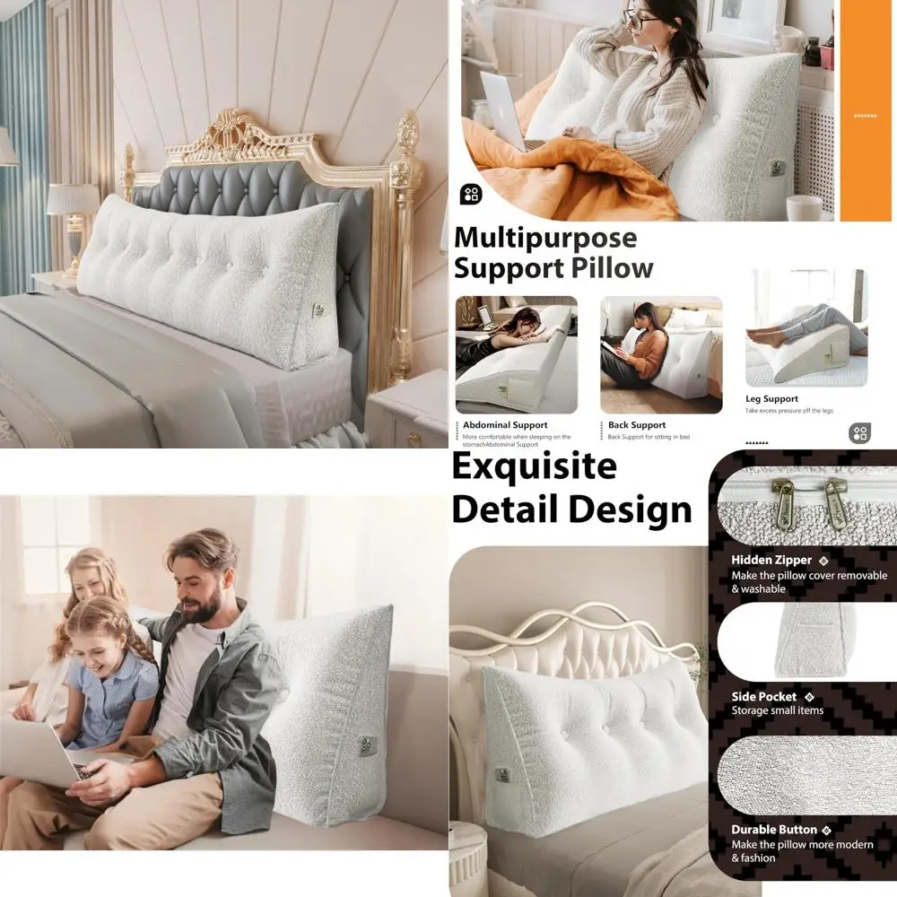 Extra Large Wedge Headboard Pillow for Bed Sitting Support, XXL King Size Bolster for Daybed Backrest Comfort
Extra Large Wedge Headboard Pillow for Bed Sitting Support, XXL King Size Bolster for Daybed Backrest Comfort