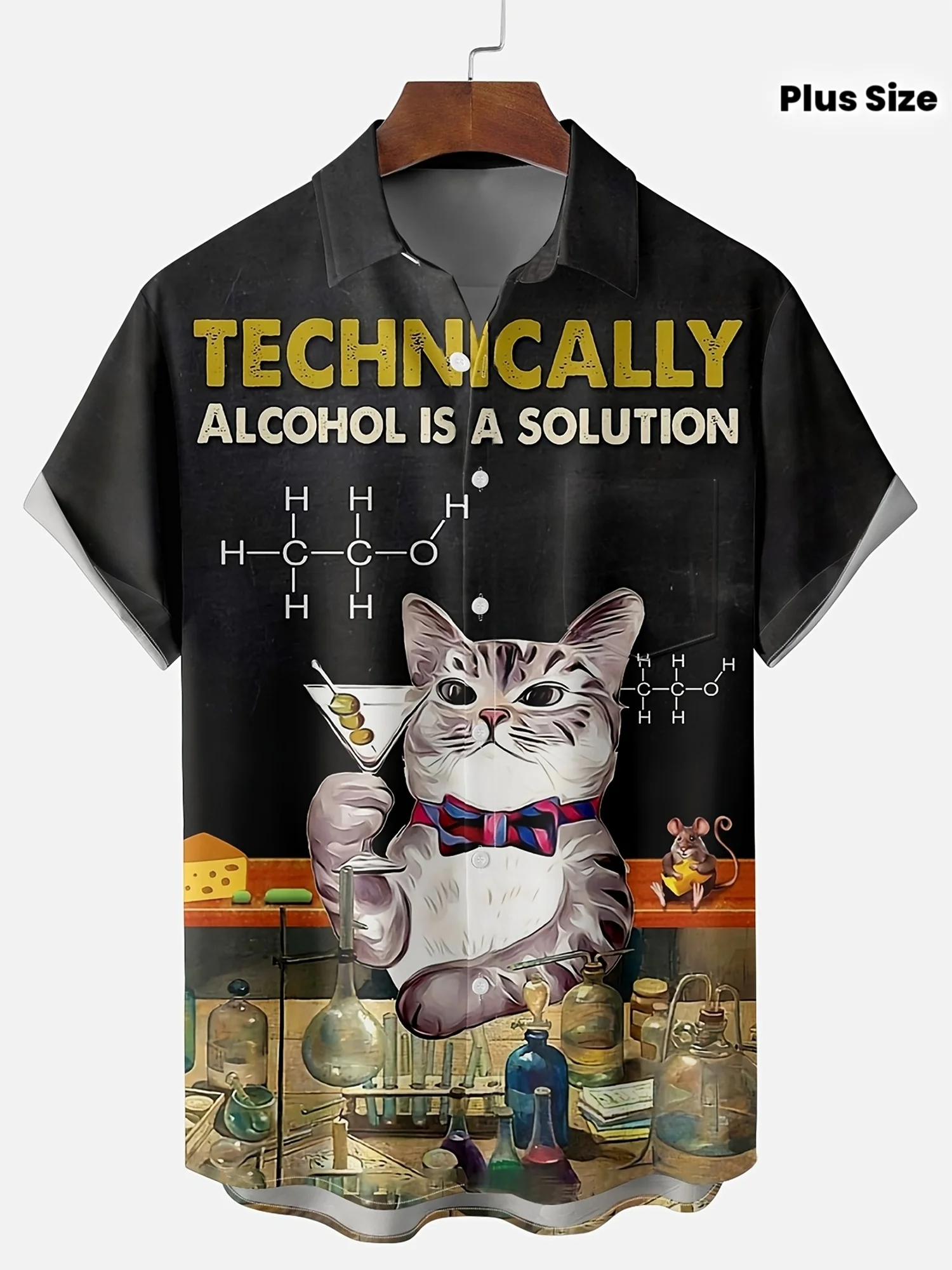 Men's Hawaiian Shirt Funny Science Cat Alcohol Print Short Sleeve Button Down Casual Beach Aloha
Men's Hawaiian Shirt Funny Science Cat Alcohol Print Short Sleeve Button Down Casual Beach Aloha