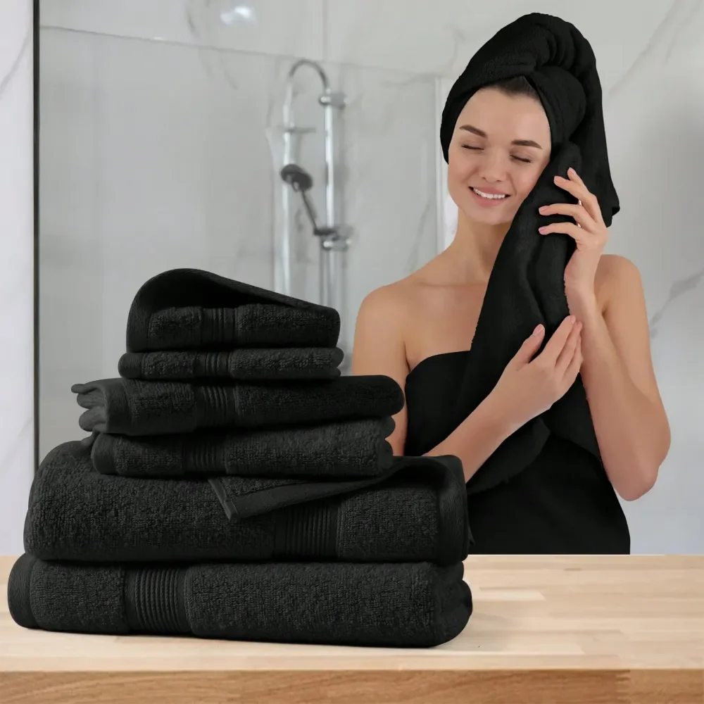 6-Piece 100% Cotton Towel Set, 2 Bath 2 Hand 2 Washcloths, 525GSM Quick Dry Ultra Soft
6-Piece 100% Cotton Towel Set, 2 Bath 2 Hand 2 Washcloths, 525GSM Quick Dry Ultra Soft