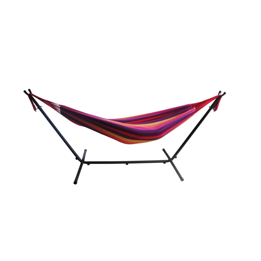 Freestanding Hammock for outdoor relaxation, powder-coated steel frame, multi-color fabric, weather-resistant and easy to assem
Freestanding Hammock for outdoor relaxation, powder-coated steel frame, multi-color fabric, weather-resistant and easy to assem