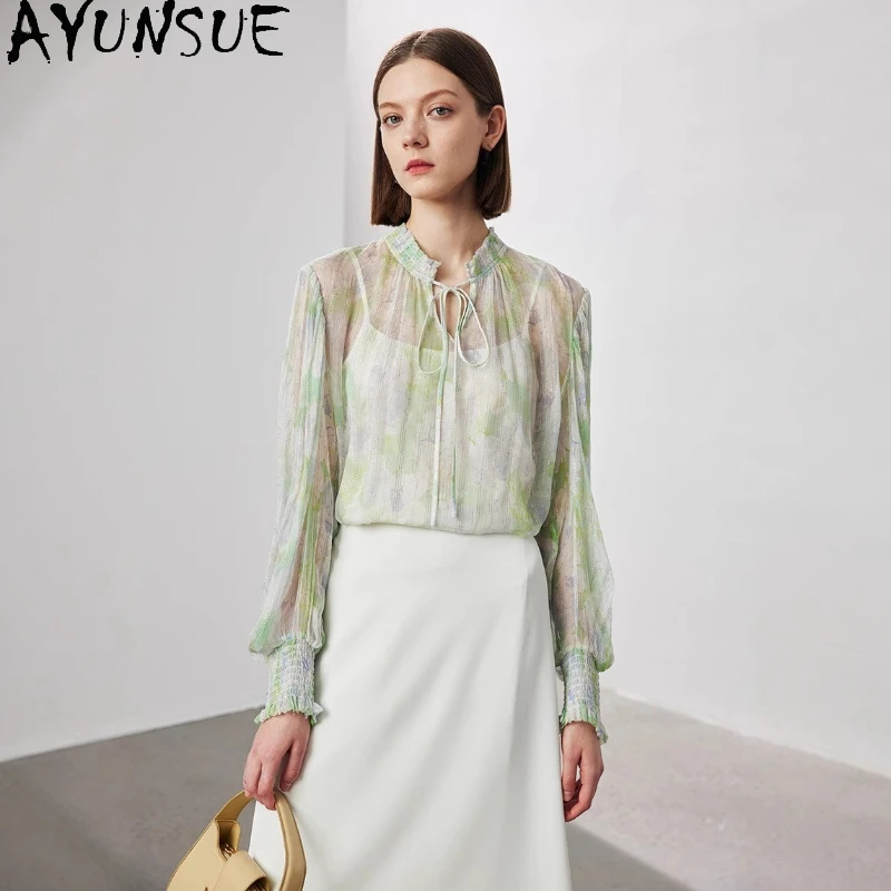 AYUNSUE женская блузка из 100% тутового шелка, комплект из двух предметов, рубашка, топы с длинными рукавами, женские блузки для женщин, элегантные Blusas De Mujer
AYUNSUE женская блузка из 100% тутового шелка, комплект из двух предметов, рубашка, топы с длинными рукавами, женские блузки для женщин, элегантные Blusas De Mujer