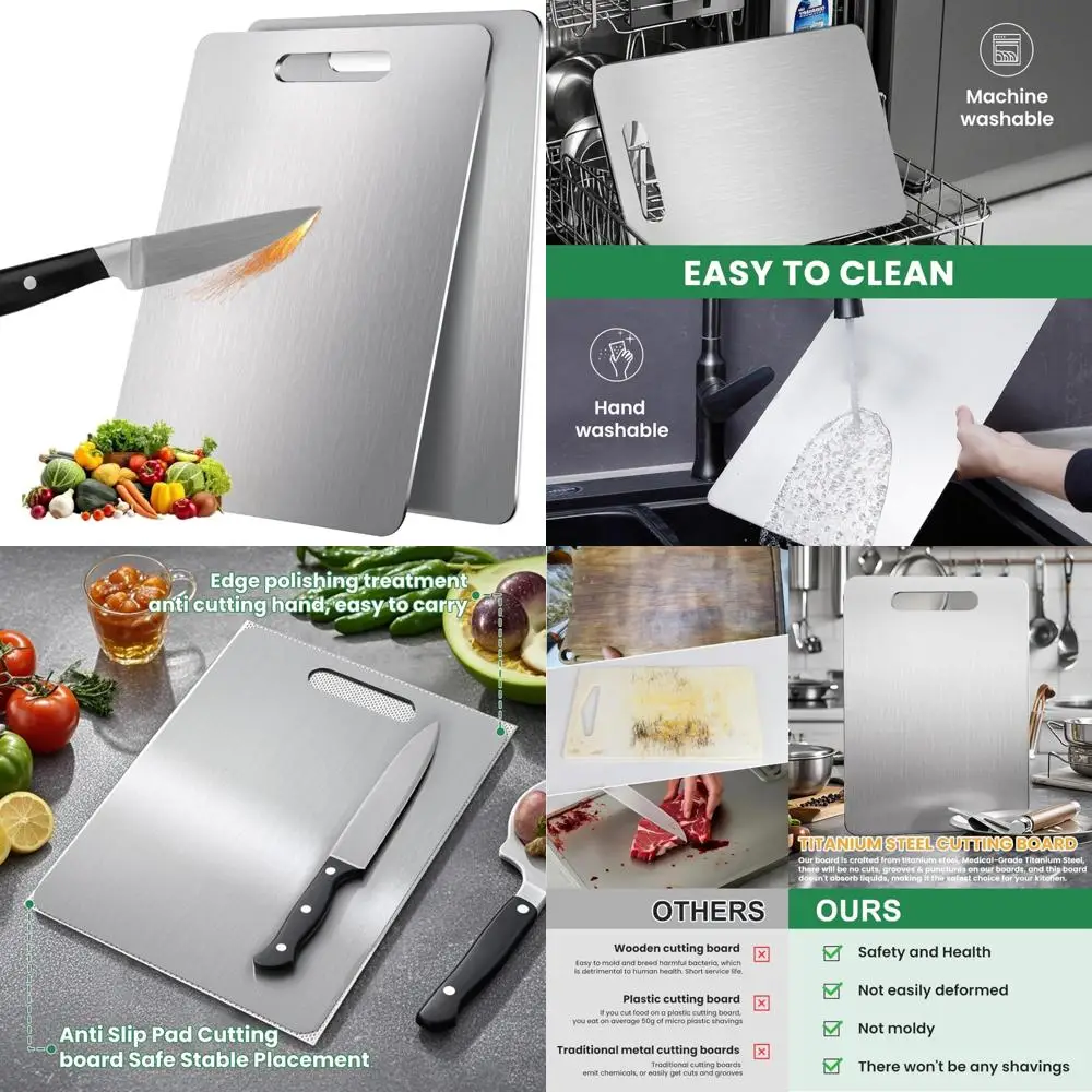 Pure Titanium Cutting Boards - 18x12 Inch Non-Slip Chopping Boards, Dishwasher Safe, Scratch Resistant, Easy Clean Kitchen Tools
Pure Titanium Cutting Boards - 18x12 Inch Non-Slip Chopping Boards, Dishwasher Safe, Scratch Resistant, Easy Clean Kitchen Tools