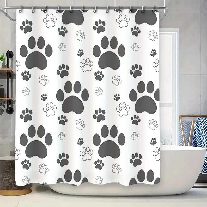 Белая занавеска для душа с черными принтами лап, декоративная накидка для душа с принтом домашних животных для ванной комнаты — простая установка, водонепроницаемая мать
Белая занавеска для душа с черными принтами лап, декоративная накидка для душа с принтом домашних животных для ванной комнаты — простая установка, водонепроницаемая мать