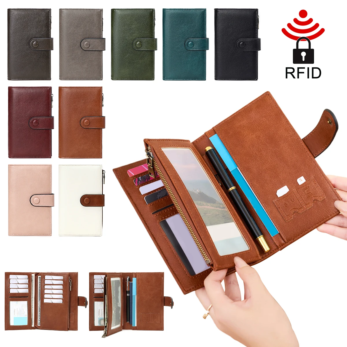 Длинный кошелек с защитой от RFID для женщин, вместительный клатч из искусственной кожи с карманом на молнии для монет, держатель для кредитных карт с несколькими отделениями для карт
Длинный кошелек с защитой от RFID для женщин, вместительный клатч из искусственной кожи с карманом на молнии для монет, держатель для кредитных карт с несколькими отделениями для карт