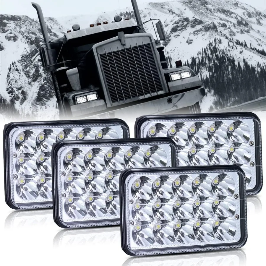 4x6 Inch LED Headlights Dot Approved 4pcs Rectangular Hi/Low Sealed Beam Headlamps Replace H4651 H4652 H4656 H4666 H4668 H4642
4x6 Inch LED Headlights Dot Approved 4pcs Rectangular Hi/Low Sealed Beam Headlamps Replace H4651 H4652 H4656 H4666 H4668 H4642