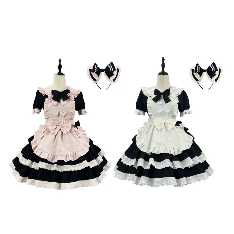Sweet Lolita Maid Dress Kawaii Black Pink Princess Dress Uniform Anime Cosplay Costume Party Stage Performance Gown Women
Sweet Lolita Maid Dress Kawaii Black Pink Princess Dress Uniform Anime Cosplay Costume Party Stage Performance Gown Women