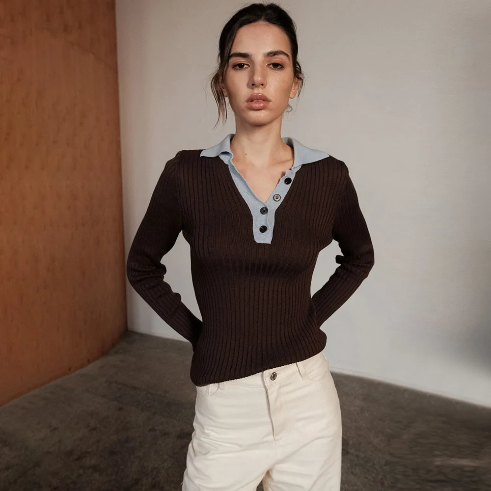 Bornladies 2026 Autumn Winter New Collar Pit Strip Knitted Shirt Splicing Slim Fit Long Sleeve Top Casual Classical
Bornladies 2026 Autumn Winter New Collar Pit Strip Knitted Shirt Splicing Slim Fit Long Sleeve Top Casual Classical