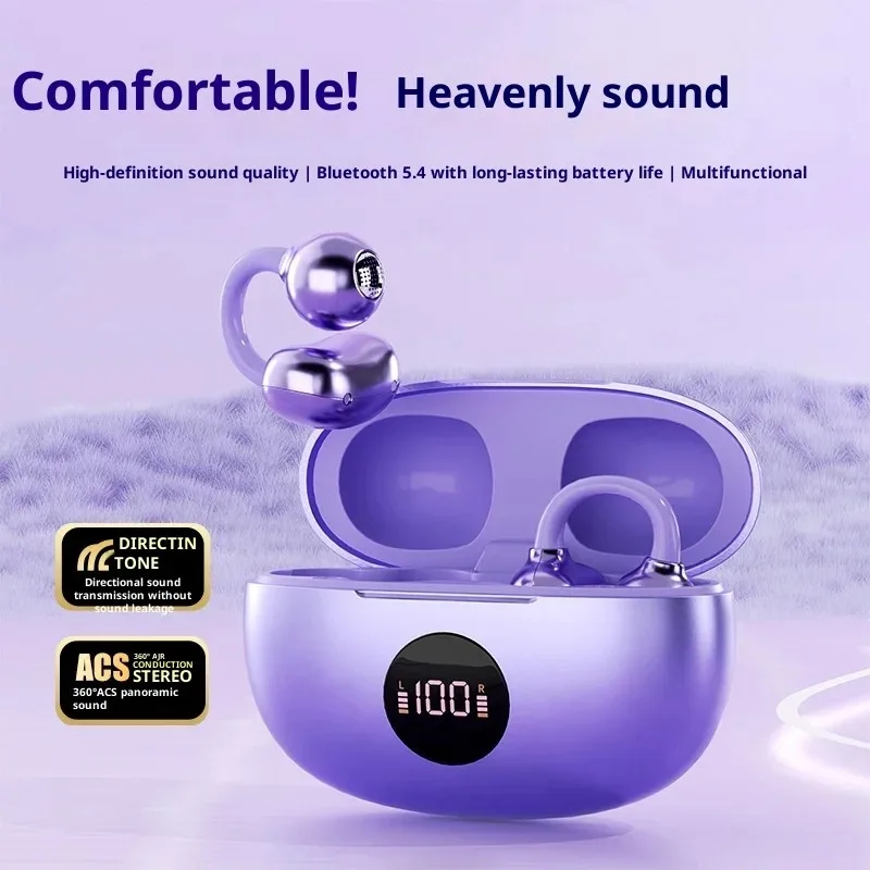 HONG TONG Earclips Headset Wireless bluetooth 5.4 Earphone with Power Display 360° ACS Panoramic Sound SBC Audio AI Intelligent
HONG TONG Earclips Headset Wireless bluetooth 5.4 Earphone with Power Display 360° ACS Panoramic Sound SBC Audio AI Intelligent
