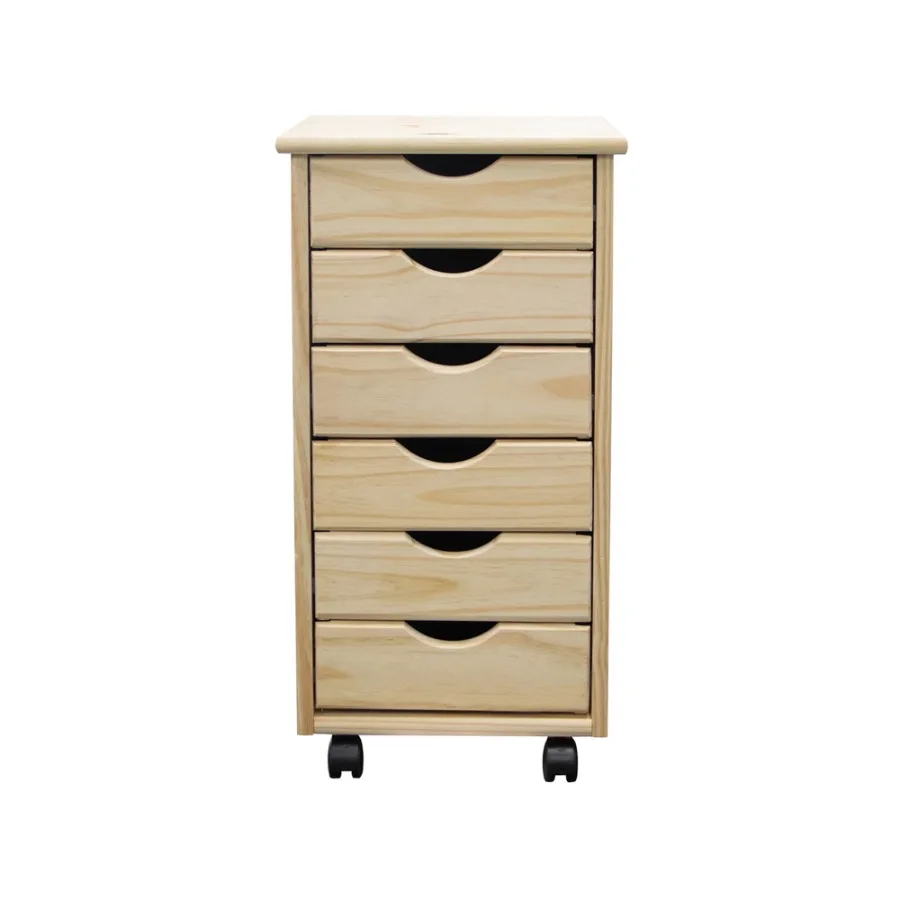 Solid Wood 6 Drawer Roll Cart in Unfinished
Solid Wood 6 Drawer Roll Cart in Unfinished