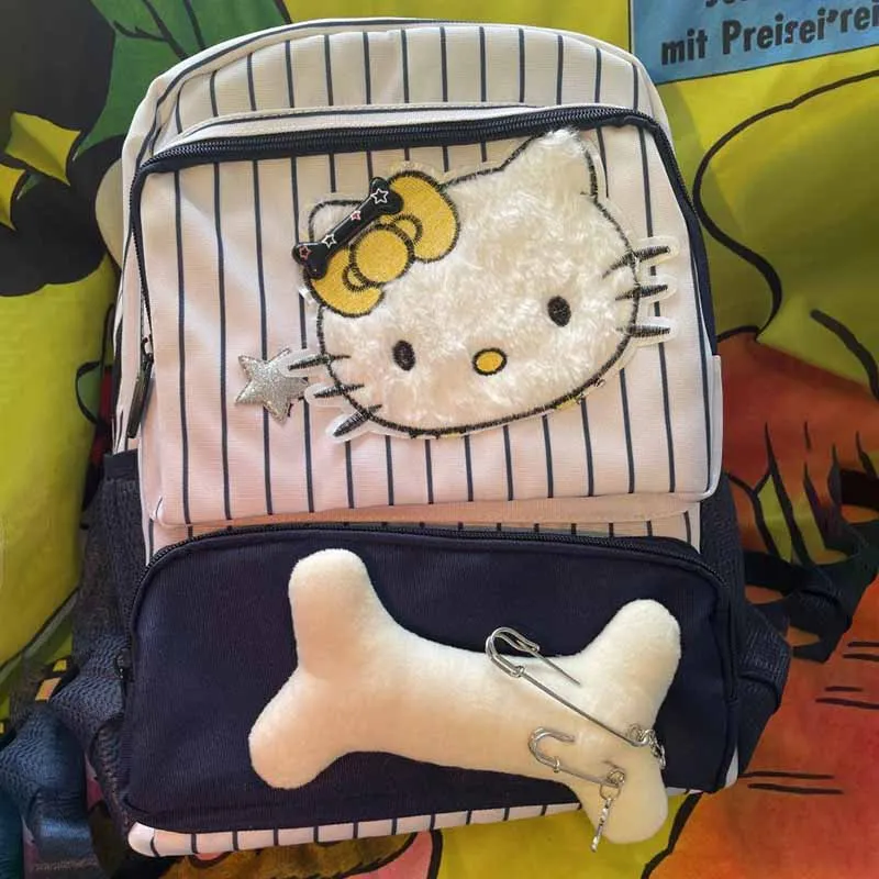 Kawaii Sanrio Anime Retro Striped Backpack Cute Hello Kitty Cartoon Ins Fashionable and Sweet Student Backpack Gifts for Girls
Kawaii Sanrio Anime Retro Striped Backpack Cute Hello Kitty Cartoon Ins Fashionable and Sweet Student Backpack Gifts for Girls