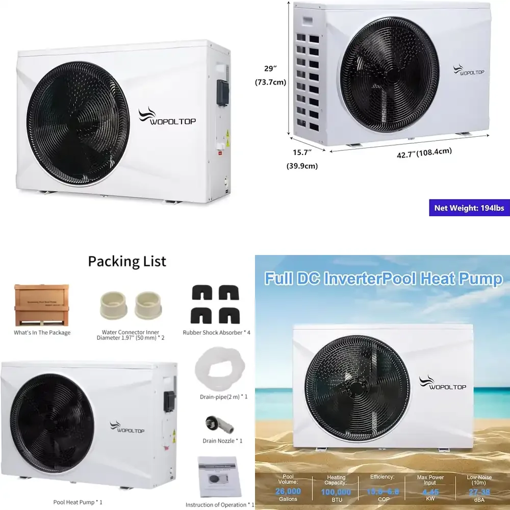 Full DC 30kW Inverter Pool Heat Pump for Swimming Pool Heating and Cooling Electric Pool Heater With WiFi Smart Control
Full DC 30kW Inverter Pool Heat Pump for Swimming Pool Heating and Cooling Electric Pool Heater With WiFi Smart Control