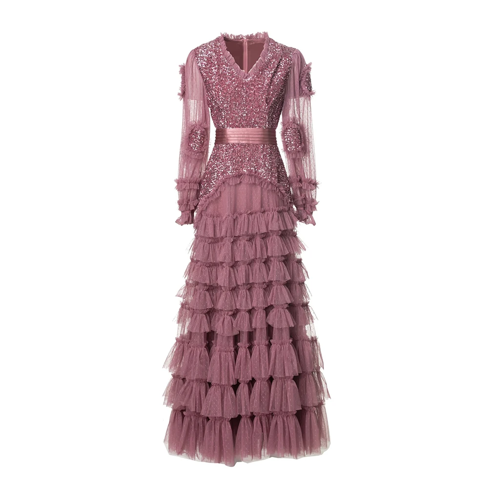 Meyyithun Spring Women's Purple Ball Gown Dress Long-Sleeved Mesh Sequins`Ruffles Slim Evening Gowns Dresses 250303MZ07
Meyyithun Spring Women's Purple Ball Gown Dress Long-Sleeved Mesh Sequins`Ruffles Slim Evening Gowns Dresses 250303MZ07